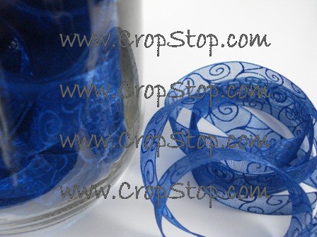 Blue on Blue Organdy Swirls Ribbon - Click Image to Close